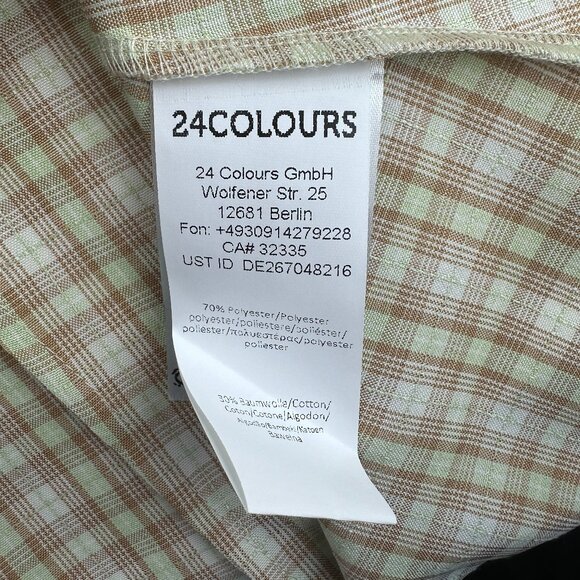 24 Colours Women Tan Green Checkered Mini Shift Dress Size Small 36 - Picture 5 of 6